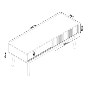 Mesa de televisión Landskrona 115x40x48 cm con dos puertas correderas en aspecto roble [en.casa]