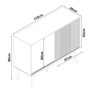 Aparador Landskrona con 2 puertas MDF 115x40x90cm - Roble [en.casa]