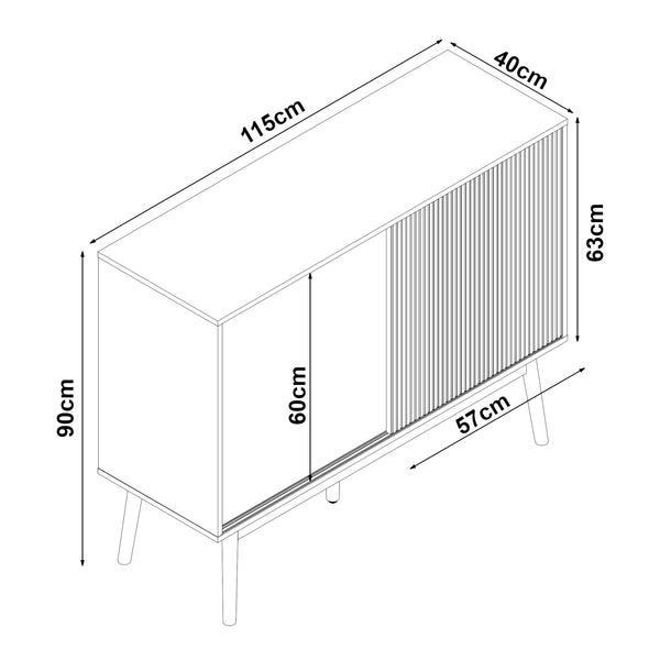 Aparador Landskrona con 2 puertas MDF 115x40x90cm - Roble [en.casa]