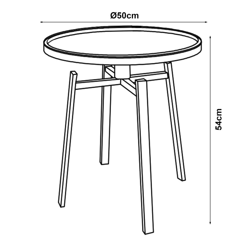 Esquema acotado Mesa auxiliar Mippeena 54xØ50 cm Negro/Nogal [en.casa]