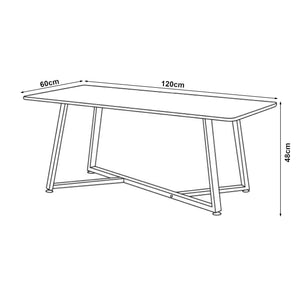 Mesa de centro Riskiften 120x60x48 cm efecto mármol, negro [en.casa]