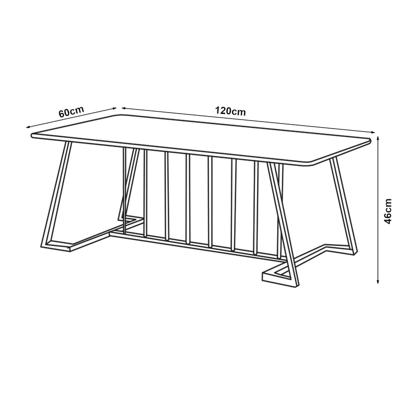 Esquema acotado Mesa de centro Nospoo 120x60x46 cm efecto mármol, negro [en.casa]