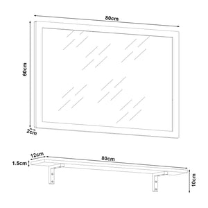Espejo de pared con estante en juego Boksereys Bambú Natural [en.casa]