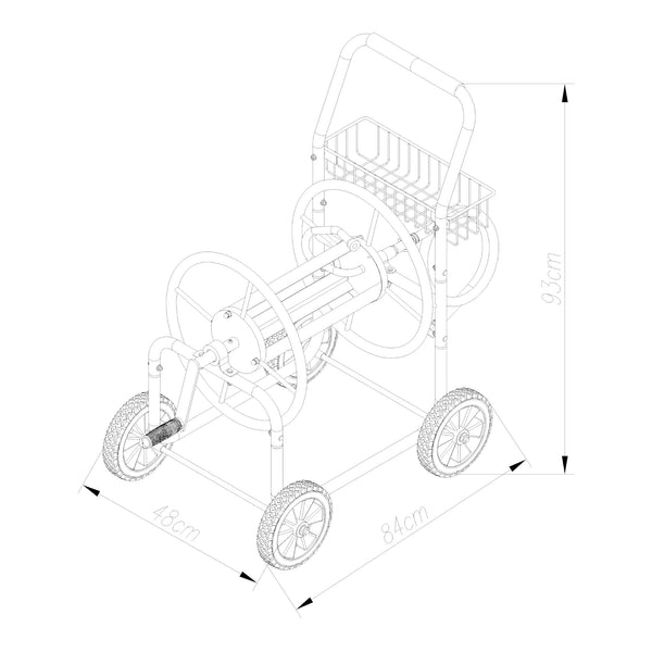 Carro para manguera Gelibolu para manguera de 3/4 pulgadas máx. 65 m Gris [pro.tec]