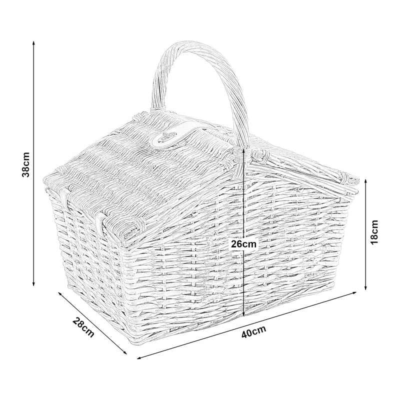 Esquema acotado Cesta de picnic Bucchianico para 2 personas juego completo [casa.pro]