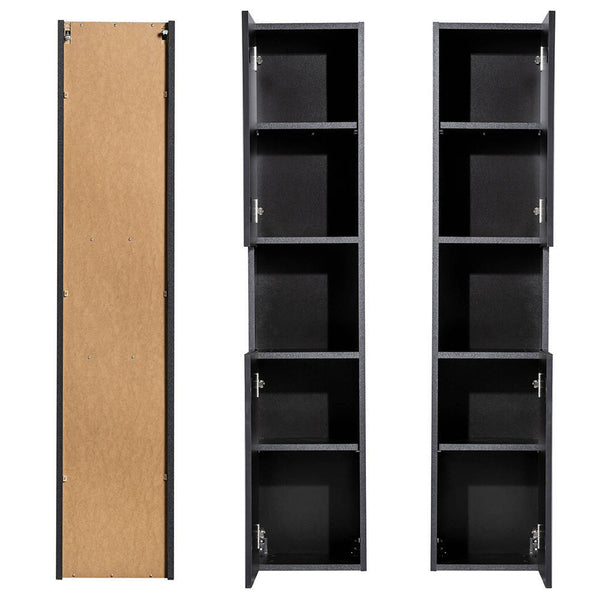 Armario alto Skelbolu 140x30x25 cm Negro [en.casa]