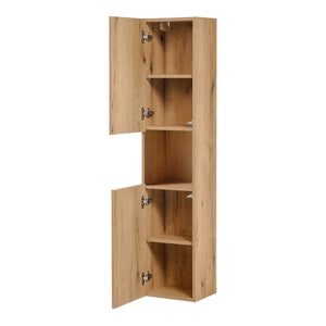 Armario alto Skelbolu 140x30x25 cm aspecto roble [en.casa]