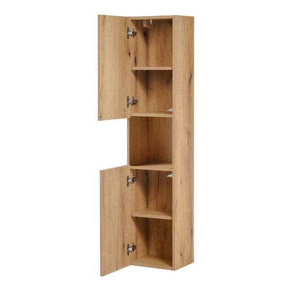 Armario alto Skelbolu 140x30x25 cm aspecto roble [en.casa]