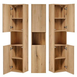 Armario alto Skelbolu con estante insertado 30x140x25 cm aspecto roble [en.casa]