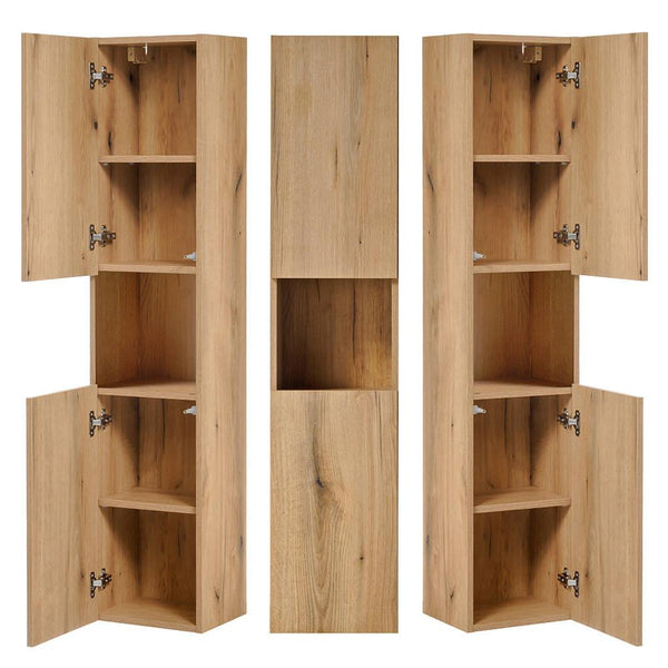 Armario alto Skelbolu con estante insertado 30x140x25 cm aspecto roble [en.casa]