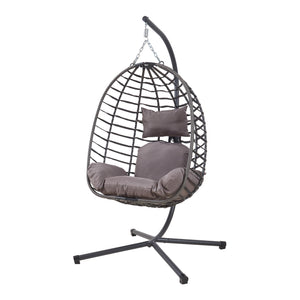 Silla colgante Kandsvas con estructura 198x110x95 cm Gris [en.casa]
