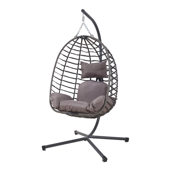 Silla colgante Kandsvas con estructura 198x110x95 cm Gris [en.casa]