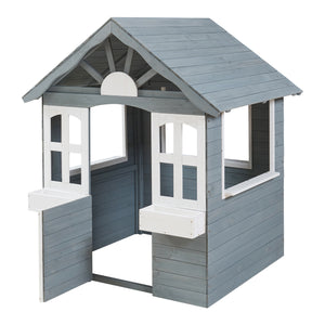 Casita infantil Vesa 138x120x102 cm Madera de abeto Gris [casa.pro]