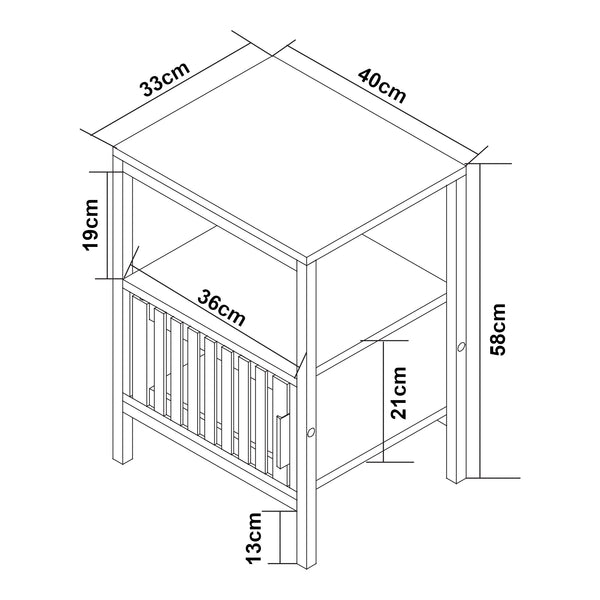 Mesita de noche Luniehti 58x40x33 cm Negro/Natural [en.casa]