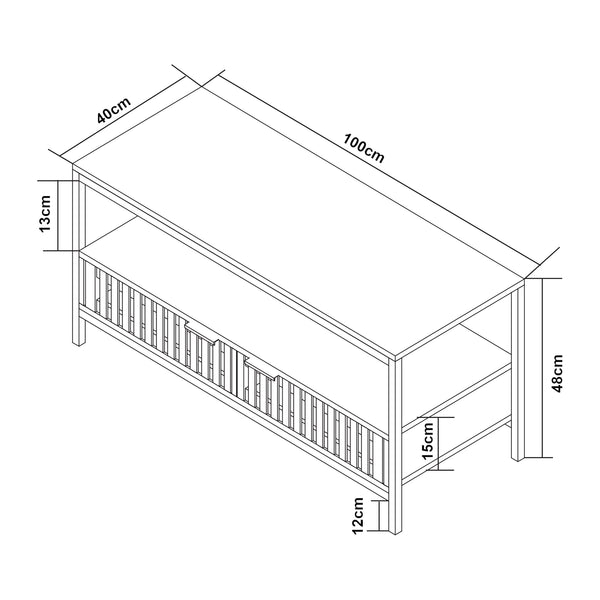 Mesa de centro Luniehti 100x40x48 cm Negro/Natural [en.casa]