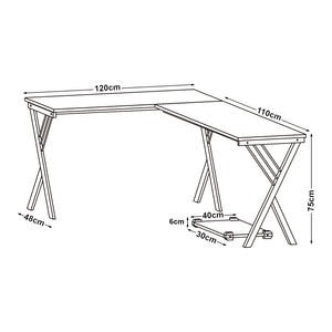 Escritorio Tarielarg con soporte para PC en forma de L 158x120x75 cm aspecto roble [en.casa]