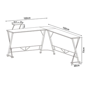 Escritorio Yremso en forma de L 122x122x98 cm Negro [en.casa]