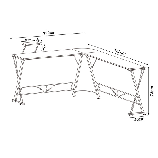 Escritorio Yremso en forma de L 122x122x98 cm Negro [en.casa]