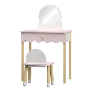Tocador infantil con silla Vestnes Cotton Candy/Blanco [en.casa]