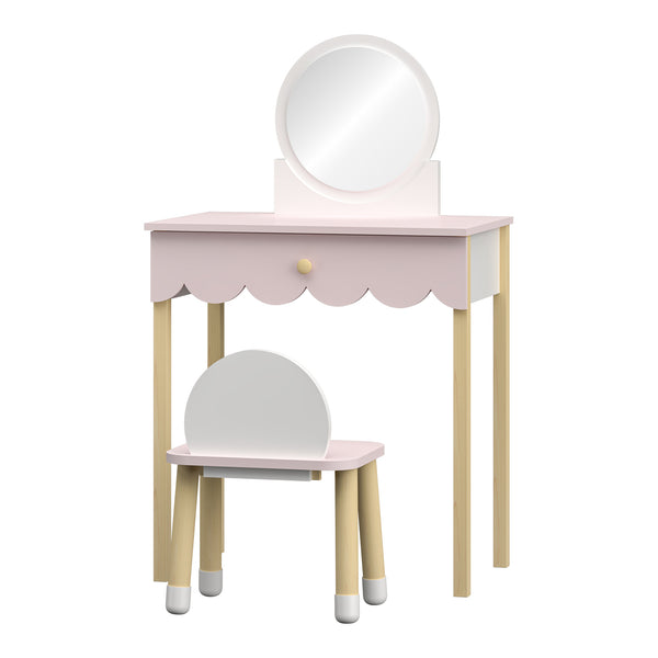 Tocador infantil con silla Vestnes Cotton Candy/Blanco [en.casa]