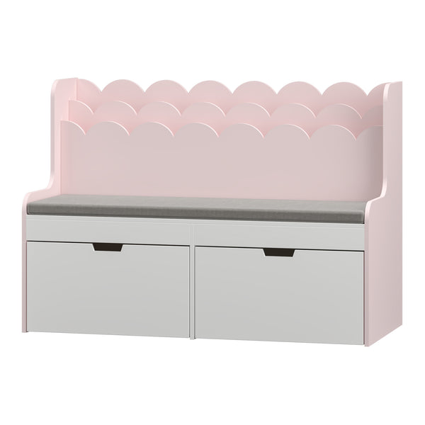 Banco para niños con estantería Vestnes 100x45x70 cm Cotton Candy/Blanco [en.casa]