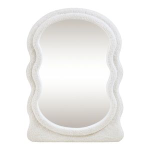 Espejo de pared Brummen con marco de tela de peluche 80x60 cm Blanco [en.casa]