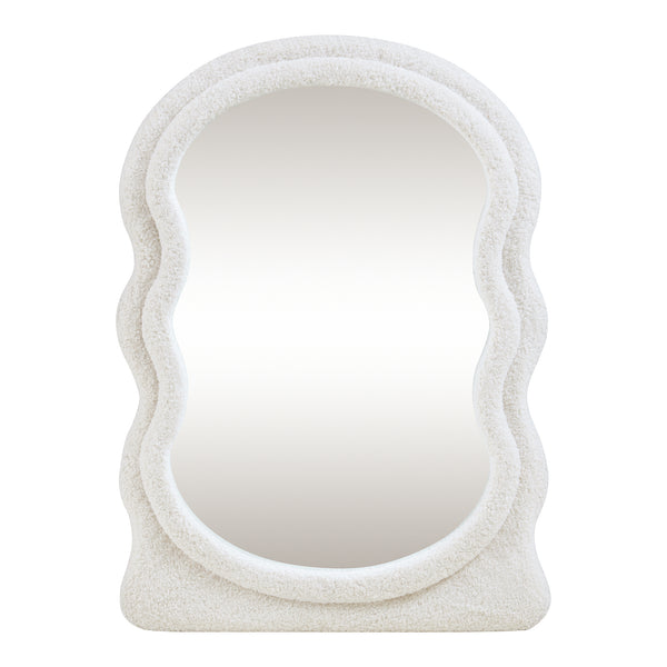 Espejo de pared Brummen con marco de tela de peluche 80x60 cm Blanco [en.casa]