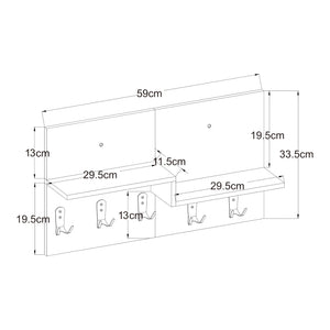 Perchero de pared Botaruvn con 2 estantes 34x59x13 cm Beige/Blanco [en.casa]