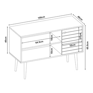 Mueble de televisión Vare 100x40x66 cm Blanco/Amarillo [en.casa]