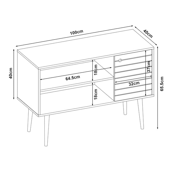 Mueble de televisión Vare 100x40x66 cm Blanco/Amarillo [en.casa]