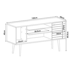 Mueble de televisión Vare 130x40x66 cm Blanco [en.casa]
