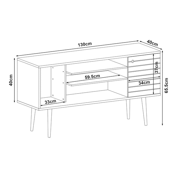 Mueble de televisión Vare 130x40x66 cm Blanco [en.casa]