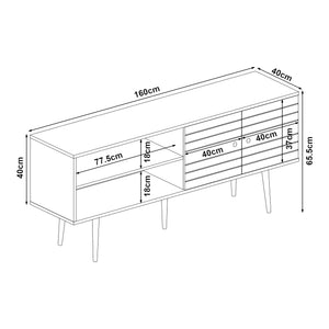 Mueble de televisión Vare 160x40x66 cm Negro [en.casa]
