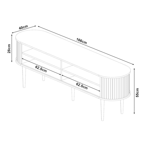 Mueble de televisión Mapia 166x40x55 cm aspecto nogal [en.casa]