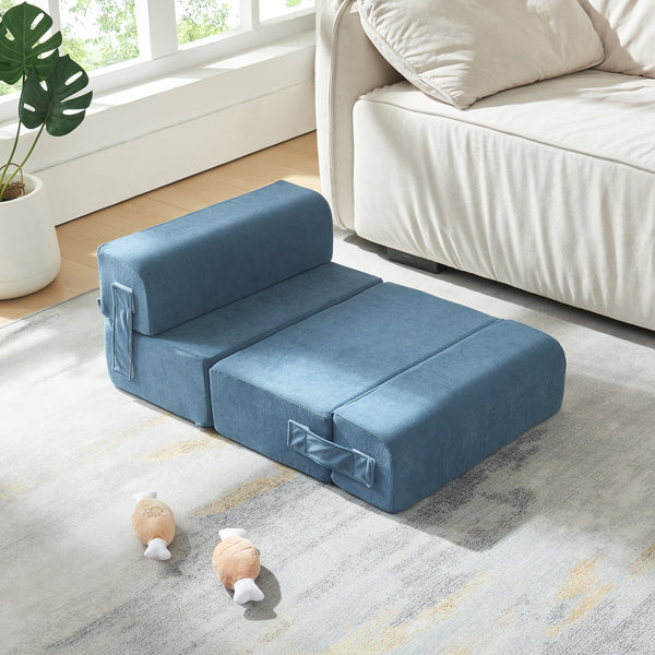 Escalera para mascotas Joelerhatra 4 piezas 45x50x45 cm Cordón azul [en.casa]