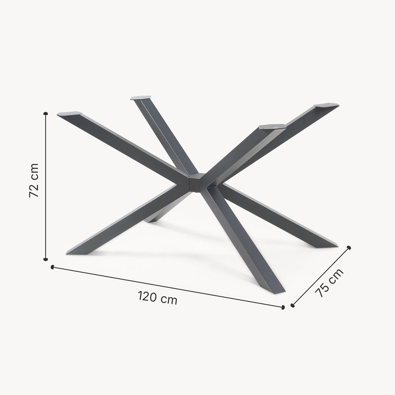 Esquema acotado Estructura de mesa Bemeenel 120x75x72 cm Acero Negro [en.casa]