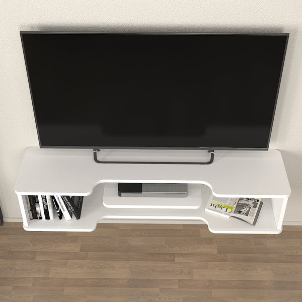 Mueble bajo de TV colgante Yrela 120x30x26 cm Blanco [en.casa]