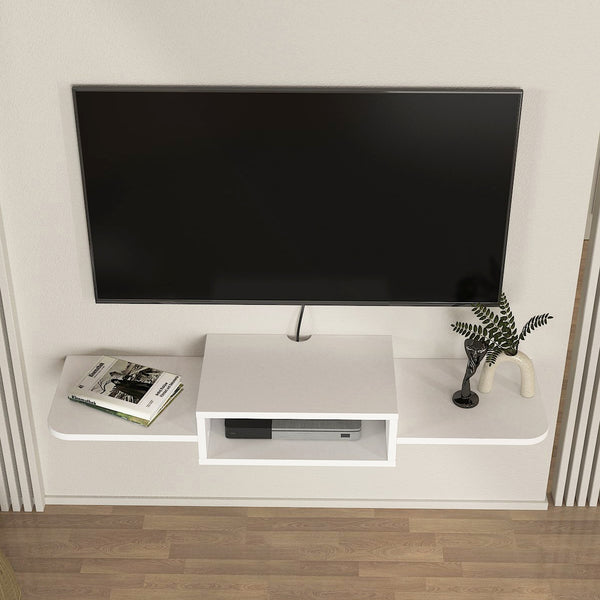 Mueble bajo de TV colgante Tar 115x30x16 cm Blanco [en.casa]