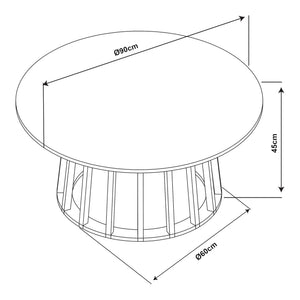 Mesa de centro Buzzard Ø90x45 cm Negro/Aspecto hormigón [en.casa]