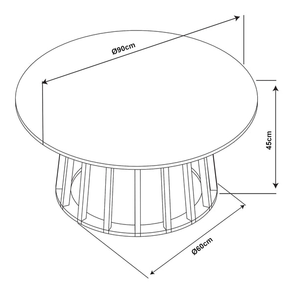 Mesa de centro Buzzard Ø90x45 cm Negro/Aspecto hormigón [en.casa]