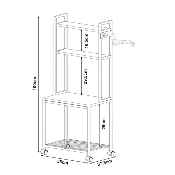 Mesa de impresora con ruedas Svanaldsvipp 100x55x38 cm Blanco [en.casa]