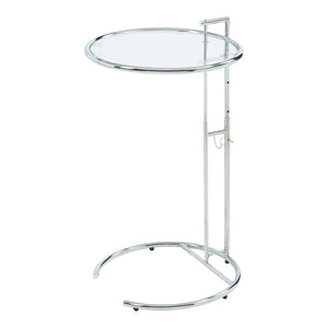 Mesa auxiliar regulable en altura Stare 50x57-77 cm vidrio transparente/cromado [en.casa]