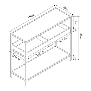 Mesa consola Belana 110x40x80 cm Negro/Aspecto roble [en.casa]