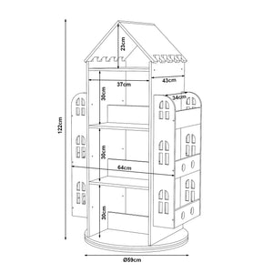 Estantería infantil giratoria Sanköre 122x64x43 cm Madera de pino natural [en.casa]