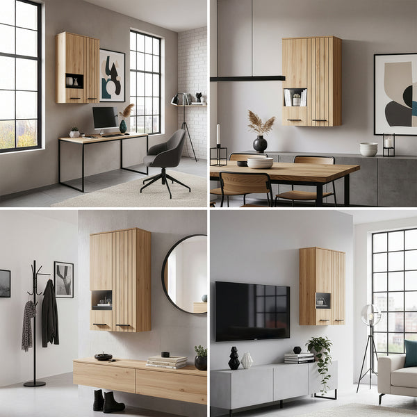 Armario colgante con botones 98x60x38 cm efecto roble [en.casa]