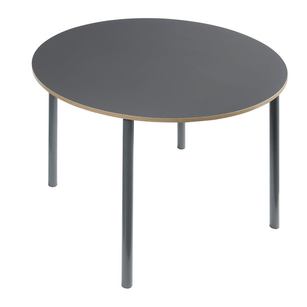 Grupo de comedor Lindesberg 5 piezas redondo Gris/ Marrón claro [en.casa]