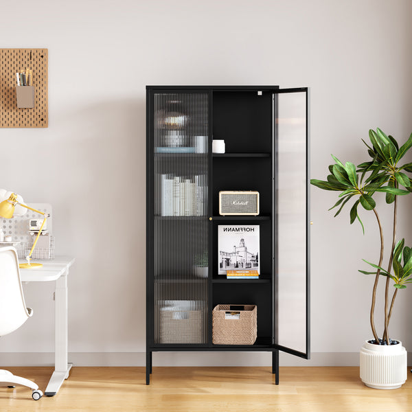 Vitrina Vinterhavn 180x80x35 cm Acero Negro [en.casa]