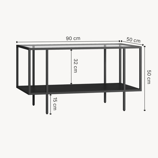 Mesa de centro Nynna 90x50x50 cm Negro [en.casa]
