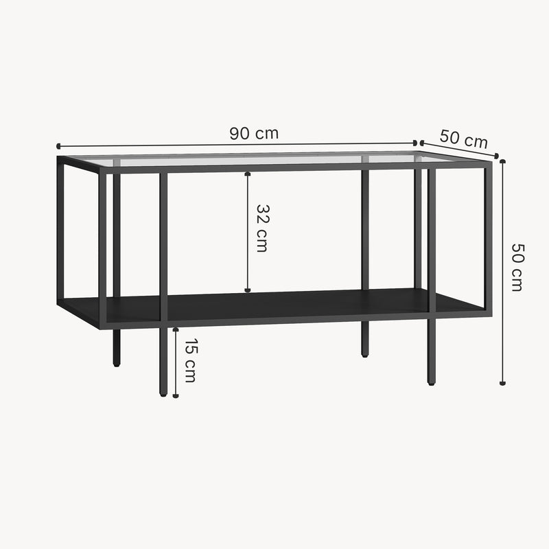 Esquema acotado Mesa de centro Nynna 90x50x50 cm Negro [en.casa]