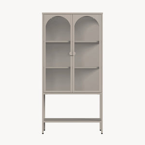 Vitrina Klippestad con 2 puertas arqueadas acero 160x80x35cm Gris cálido [en.casa]